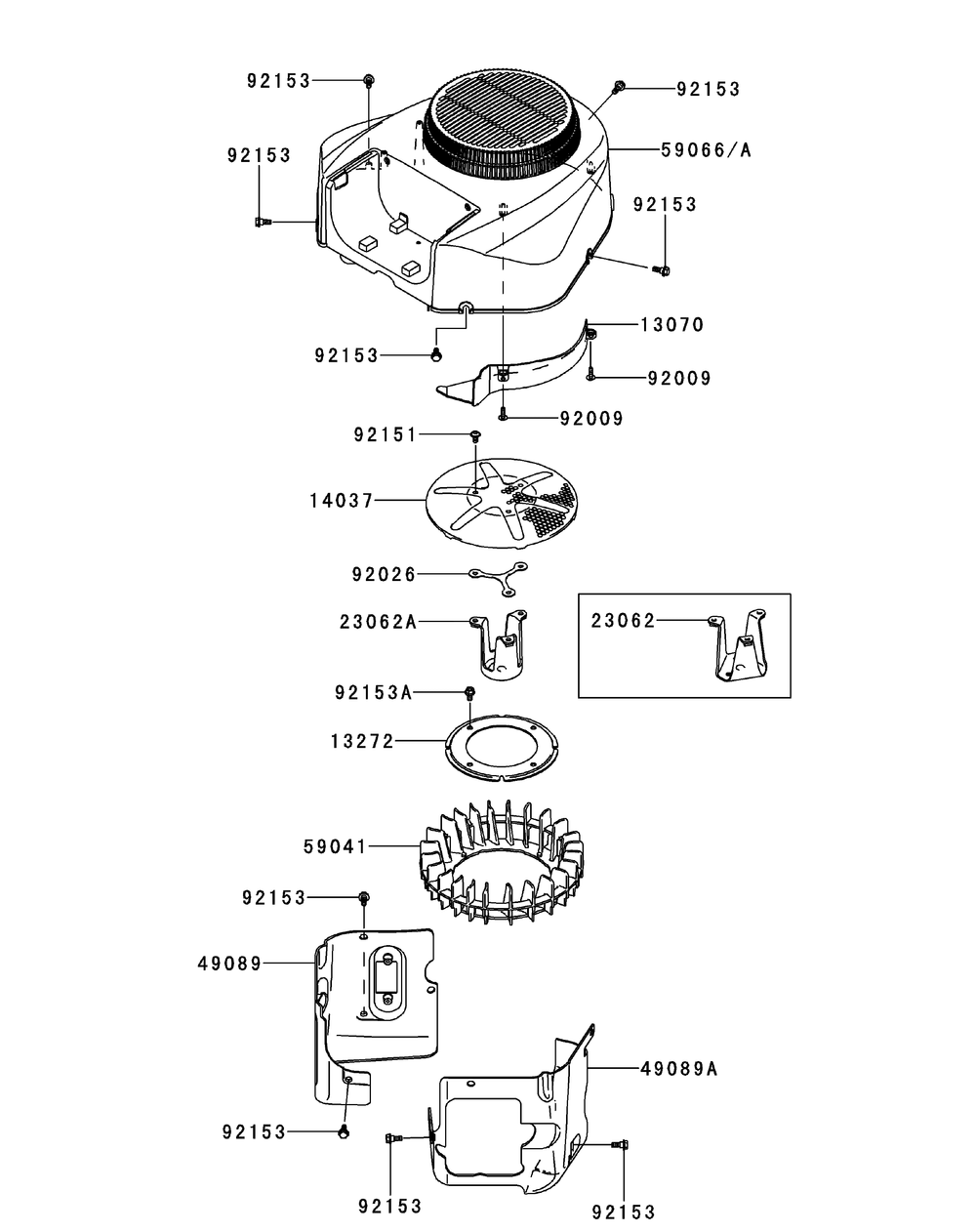Kawasaki Fr730v-As05 Cooling Equipment Diagram and Parts List for Z-FORCELZ54 (17BIDAGC-17BIDAGC010)(2015) Cub Cadet Lawn Tractor
